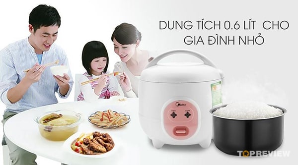 Nồi cơm điện mini Midea CM06SA là tiêu biểu cho dòng sản phẩm cơ bản
