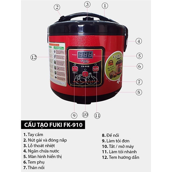 Nồi ủ tỏi đen fuki FK 911 nổi tiếng trên thị trường