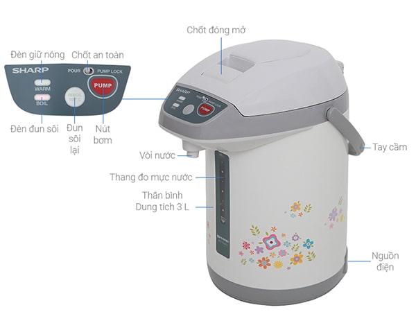 Bình thủy điện thương hiệu Sharp
