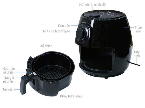 Nồi chiên không dầu thương hiệu Mishio ML01 3L