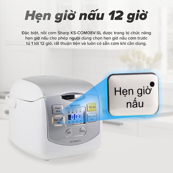 Nồi cơm điện tử Sharp KS-COM08V-SL 0.72L