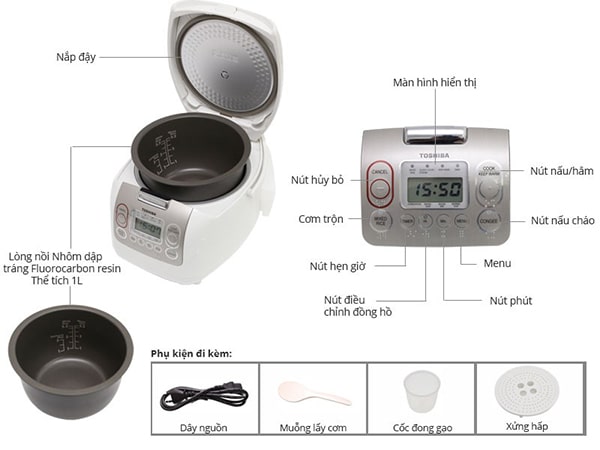 Nồi cơm điện thương hiệu Toshiba với chất lượng bền vững