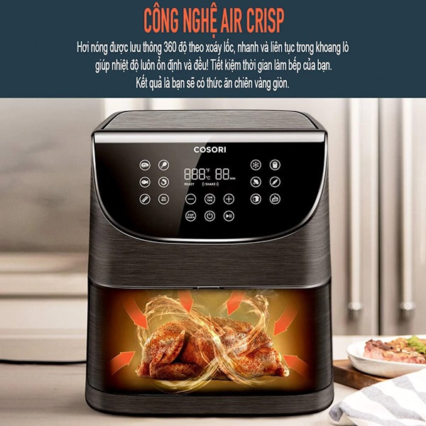 Công nghệ độc đáo độc quyền Air Crisp giúp món ăn nấu ra có hương vị thơm ngon khó cưỡng