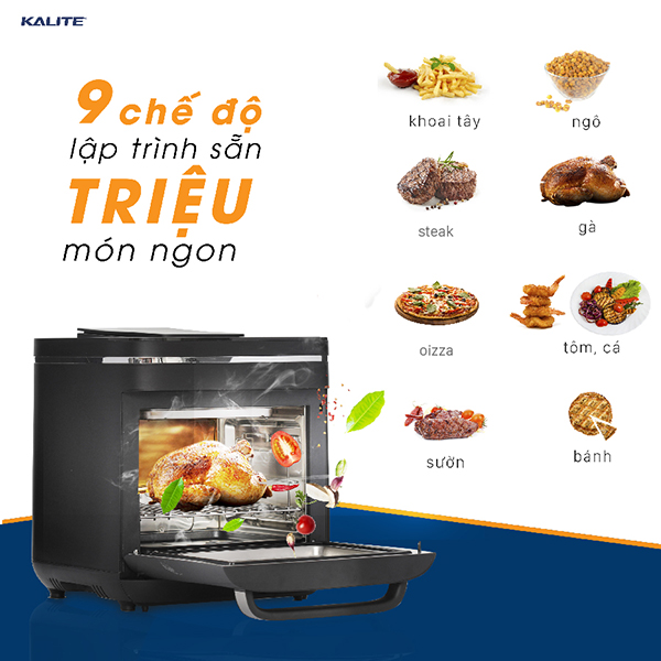 Hãng trang bị tổng cộng 9 chức năng cho nồi chiên hơi nước Kalite Steam X