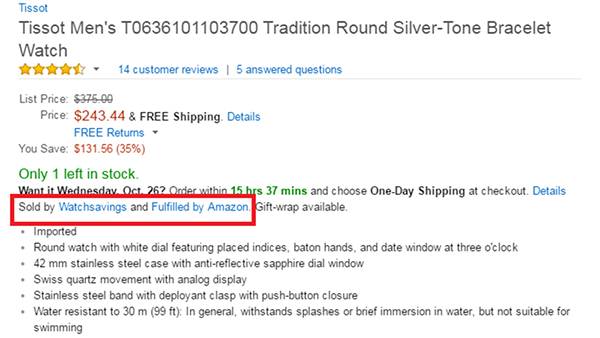 Sold by XXX and Fulfilled by Amazon